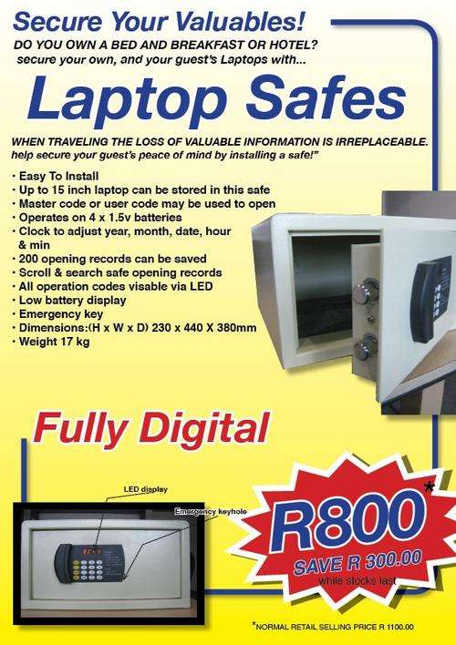 LAPTOP SAFES - IDEAL FOR HOME, HOTELS AND B&B'S - SEE PHOTOS TO APPRECIATE